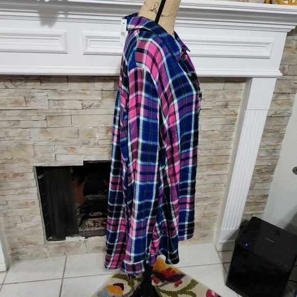 Lane Bryant pink and blue plaid high low tunic Shirt plus size 24 new!!! - Picture 8 of 12
